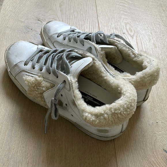 Golden Goose White Shearling Sneakers with Shearling Star. Size 36. - Picture 3 of 10